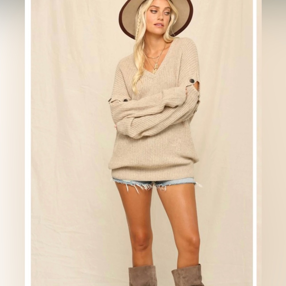 Kyemi Boho Latte Mornings Sweater Convertible Sweater Vest M Wool and acrylic